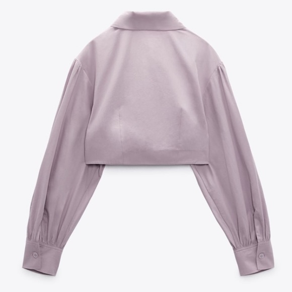 NWT Zara Voluminous Cropped Poplin Shirt - Picture 6 of 10